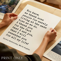Fyodor Dostoevsky Wall Art, White Nights Quote, Typography Art Print, Literature