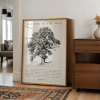 Blessed Is the Man Art Print, Inspirational Jeremiah 17:7–8 Verse with Tree Illustration