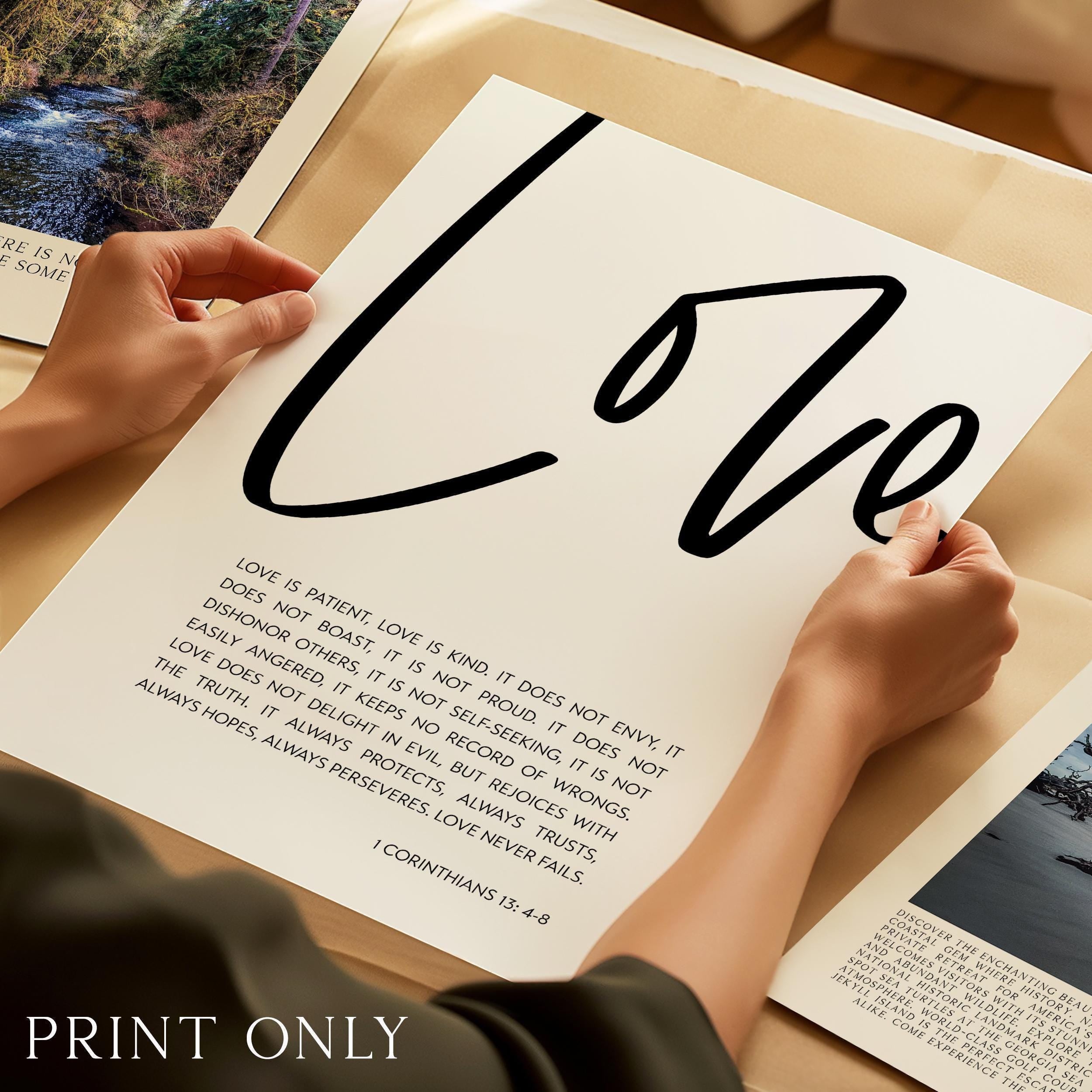 Love Is Patient Love Is Kind Art Print, 1 Corinthians 13:4-8, Wedding Gift