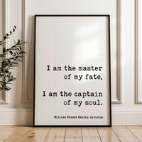 I Am the Captain of My Soul Typography Print, Invictus Quote by William Ernest Henley, Inspirational Literary Wall Art