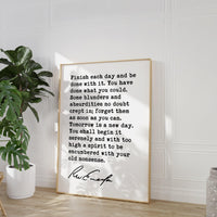 Ralph Waldo Emerson Quote, Finish each day and be done with it. You have done what you could. Typography Art Print (1854)