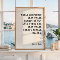 Victor Hugo Music Quote Print, Music Expresses That, Wall Art, Musician Gift, Literary Decor