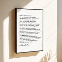 Walt Whitman Quote, This is what you shall do; Love the earth and sun and the animals... Typography Framed Canvas Art, Leaves of Grass
