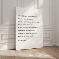 Emily Dickinson Poem Print, It's All I Have to Bring Today, Literary Art, Poetry