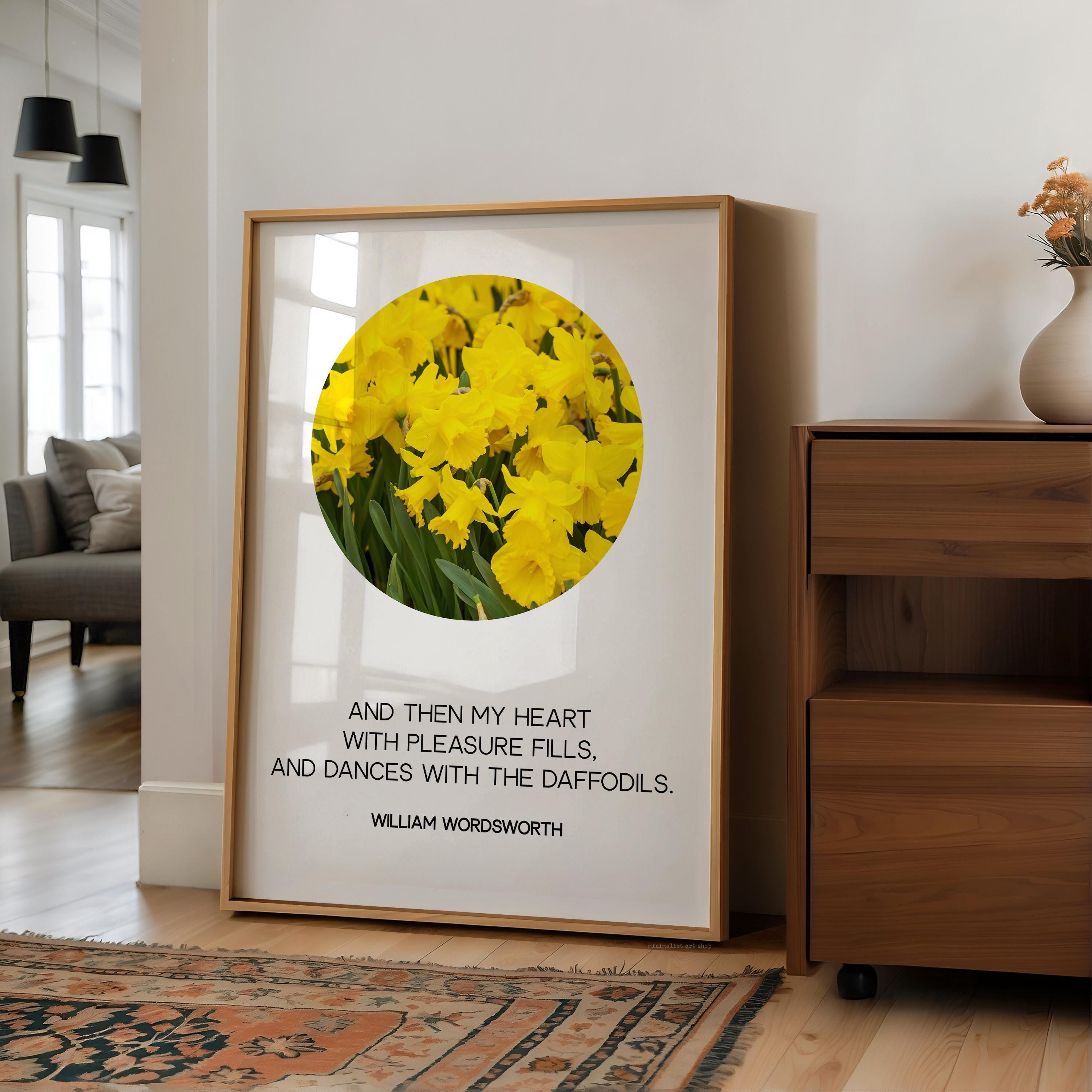 And Then My Heart With Pleasure Fills, William Wordsworth Quote, Daffodils Typography Art Print