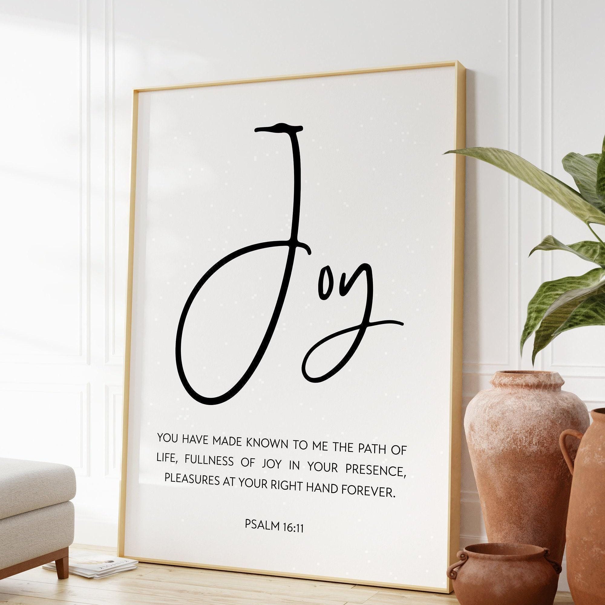 Psalm 16:11 Fullness Of Joy In Your Presence Art Print, Religious Scripture - Bible Verse Art - Modern Wall Art