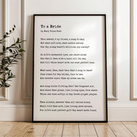 To a Bride. Poem by Mary Toles Peet, Typography Art Print, Love, Romance, Wedding, Anniversary • Gift Ideas (1903)