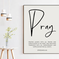 Ephesians 6:18 Praying always with all prayer & supplication in the Spirit Art Print, Religious Scripture - Christian - Bible Verse Modern