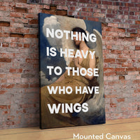 Nothing Is Heavy To Those Who Have Wings Typography Art Print with Winged Figure (1889) by Abbott Handerson Thayer