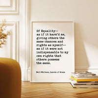 Walt Whitman Equality Quote, Leaves of Grass, Typography Wall Art