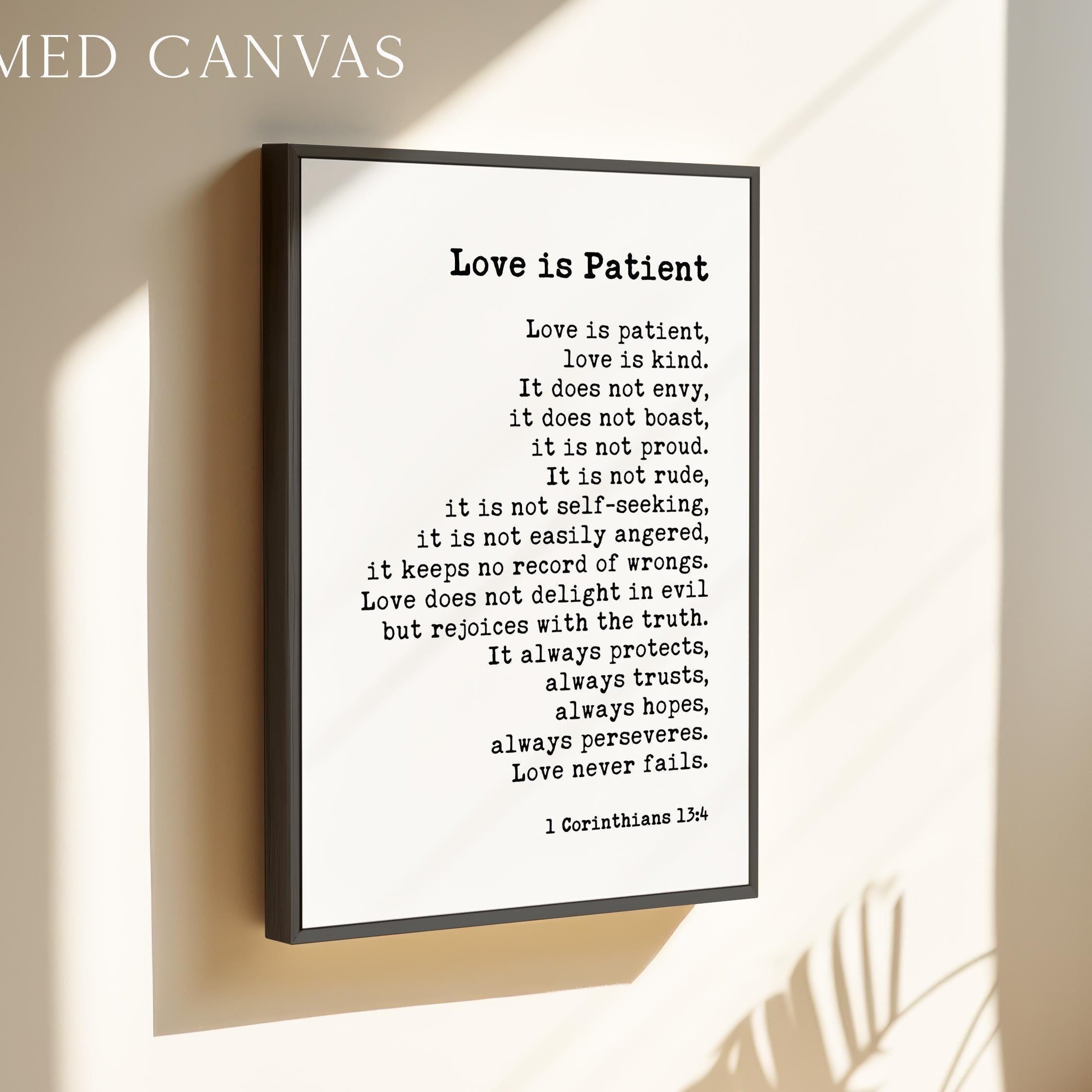 Love is Patient, is Kind, 1 Corinthians 13:4-8 Art Print, Wedding Gift