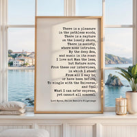 Lord Byron Quote Print “There Is a Pleasure in the Pathless Woods” Wall Art, Nature Lover