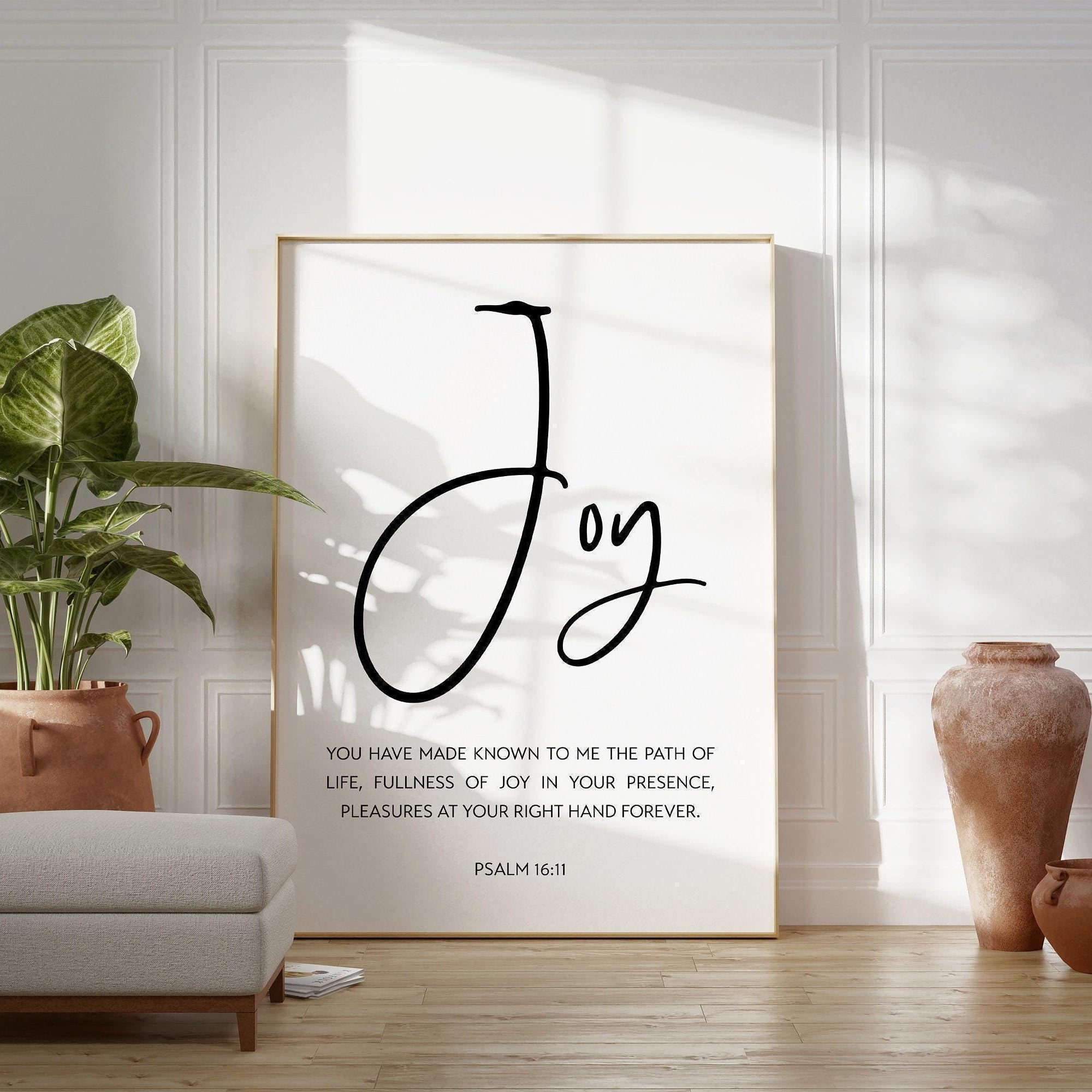 Psalm 16:11 Fullness Of Joy In Your Presence Art Print, Religious Scripture - Bible Verse Art - Modern Wall Art