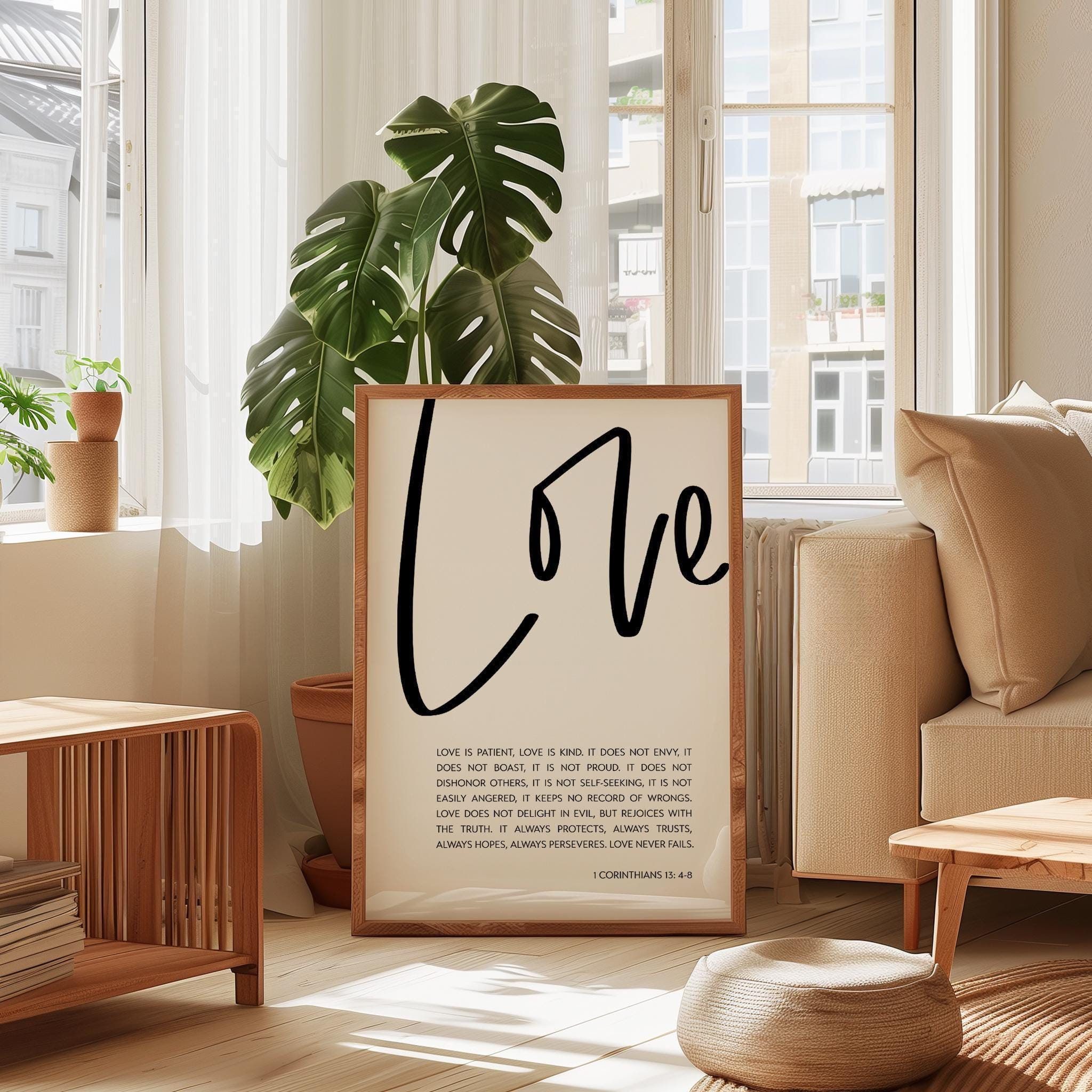Love Is Patient Love Is Kind Art Print, 1 Corinthians 13:4-8, Wedding Gift