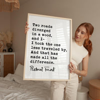 The Road Less Traveled Print, Robert Frost Quote, The Road Not Taken, Wall Art, Minimalist Decor