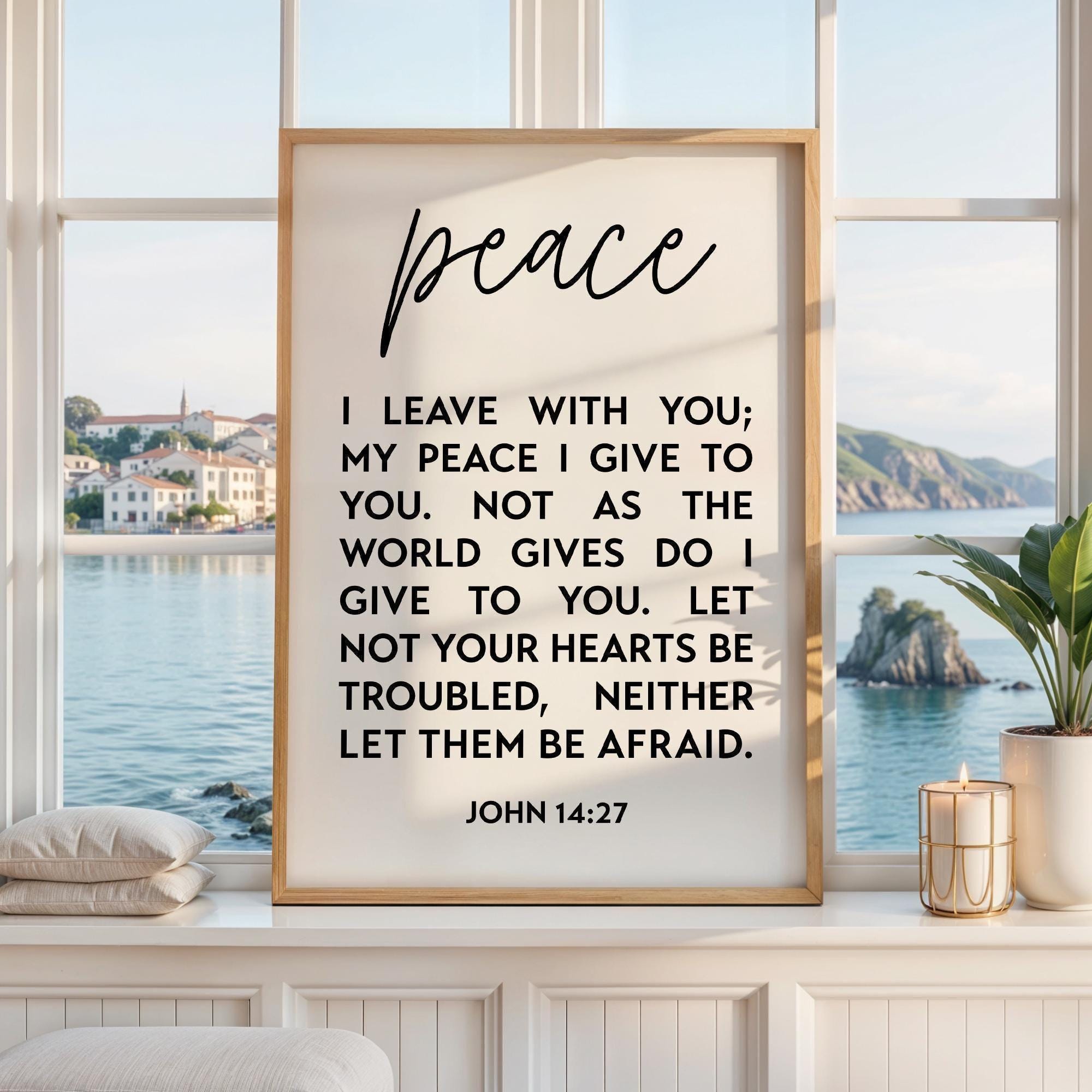 Christian Wall Art, Peace I Leave With You Print, John 14:27, Wall Decor