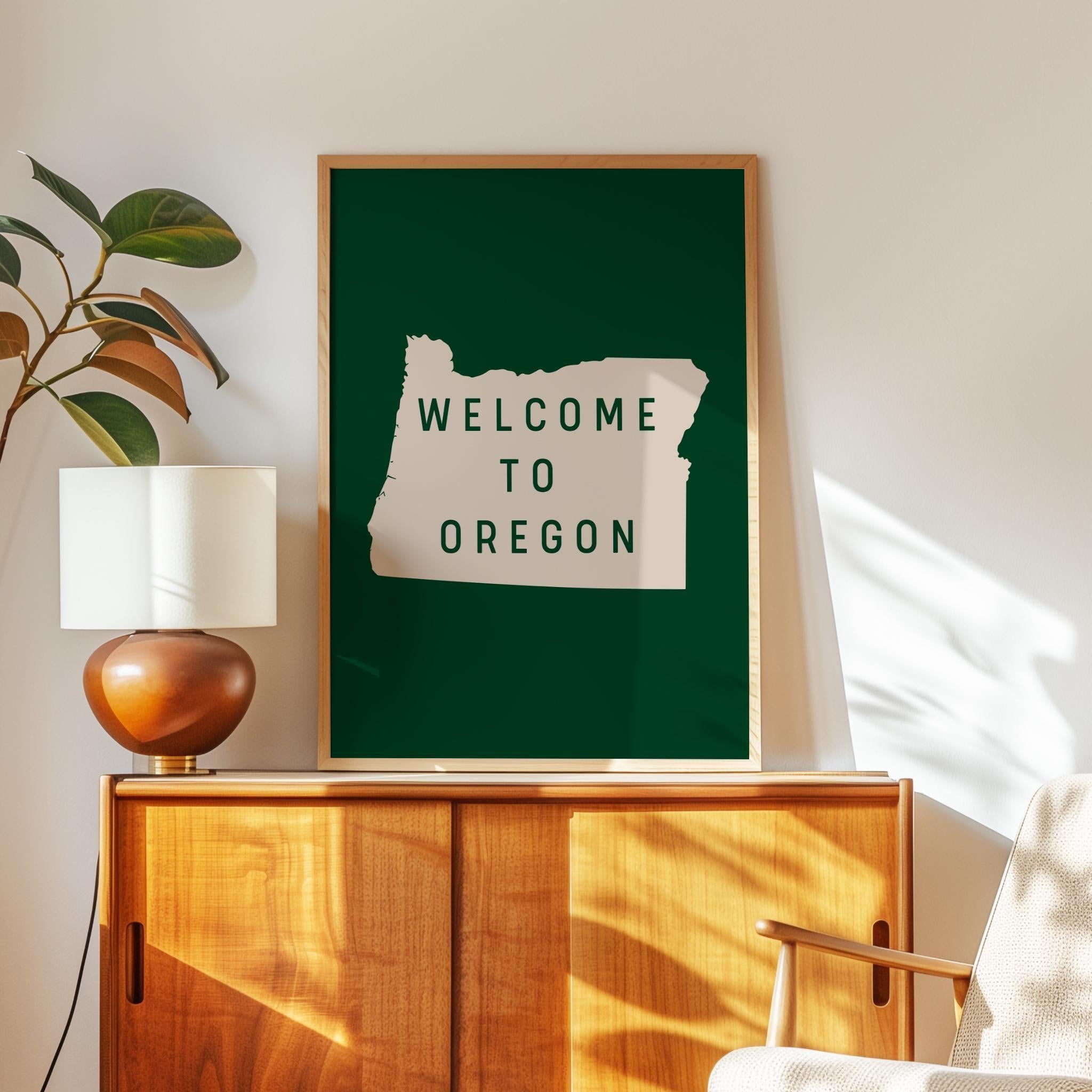 Welcome to Oregon Sign Art Print, Pacific Northwest Decor, PNW Decor, Travel Gift