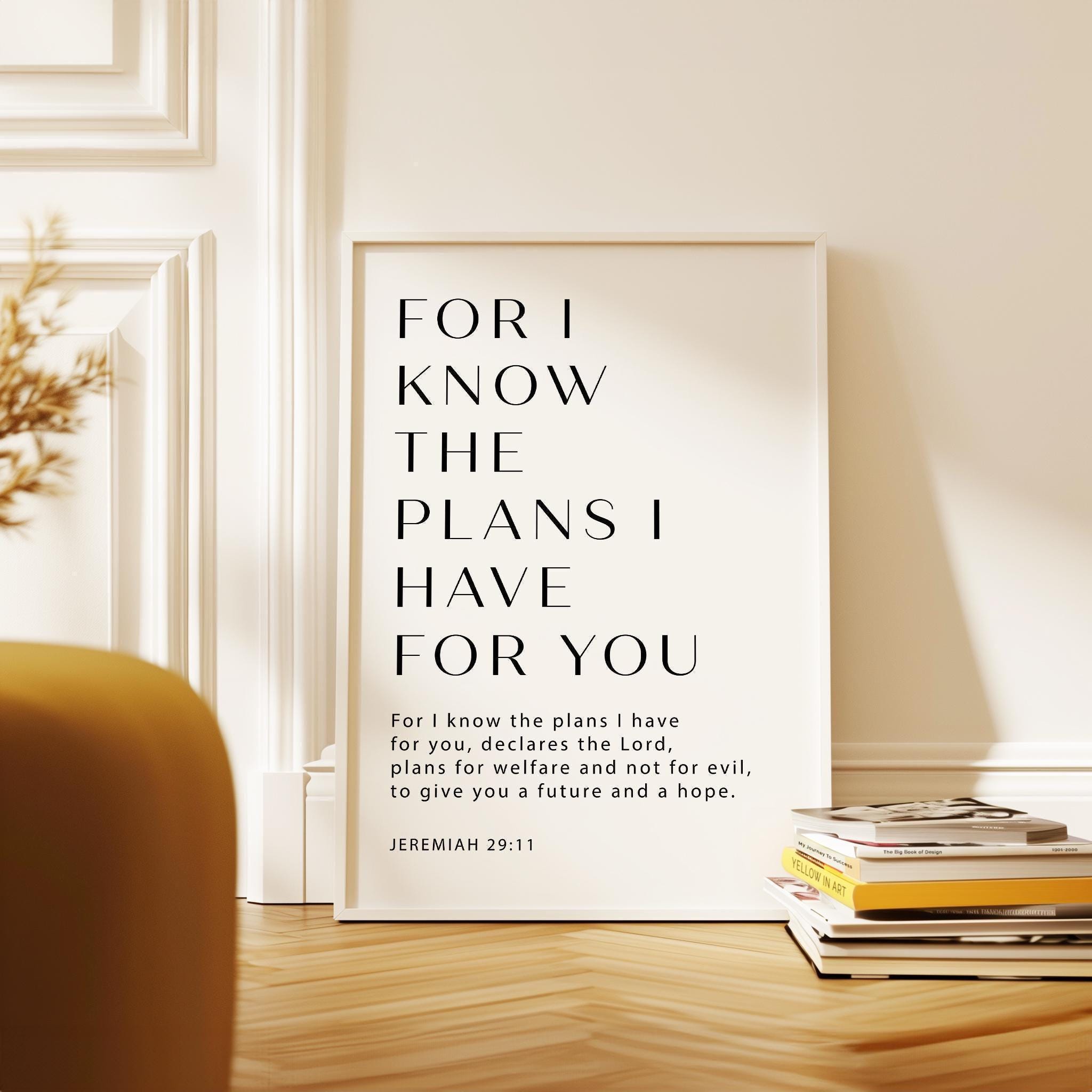 Jeremiah 29:11 Bible Verse Print, For I Know The Plans, Christian Wall Art