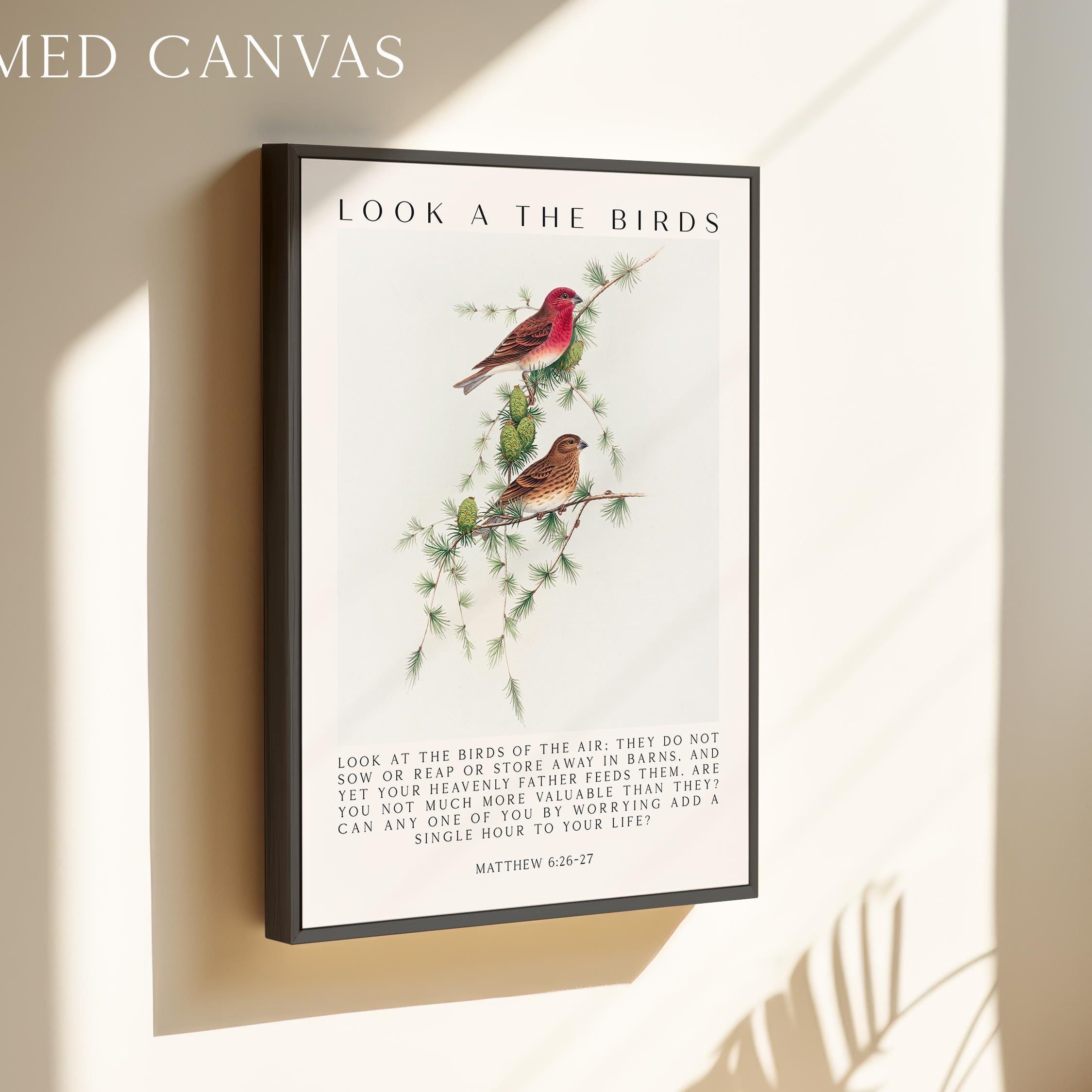 Matthew 6:26-27 Bible Verse Print – Look at the Birds Scripture Wall Art