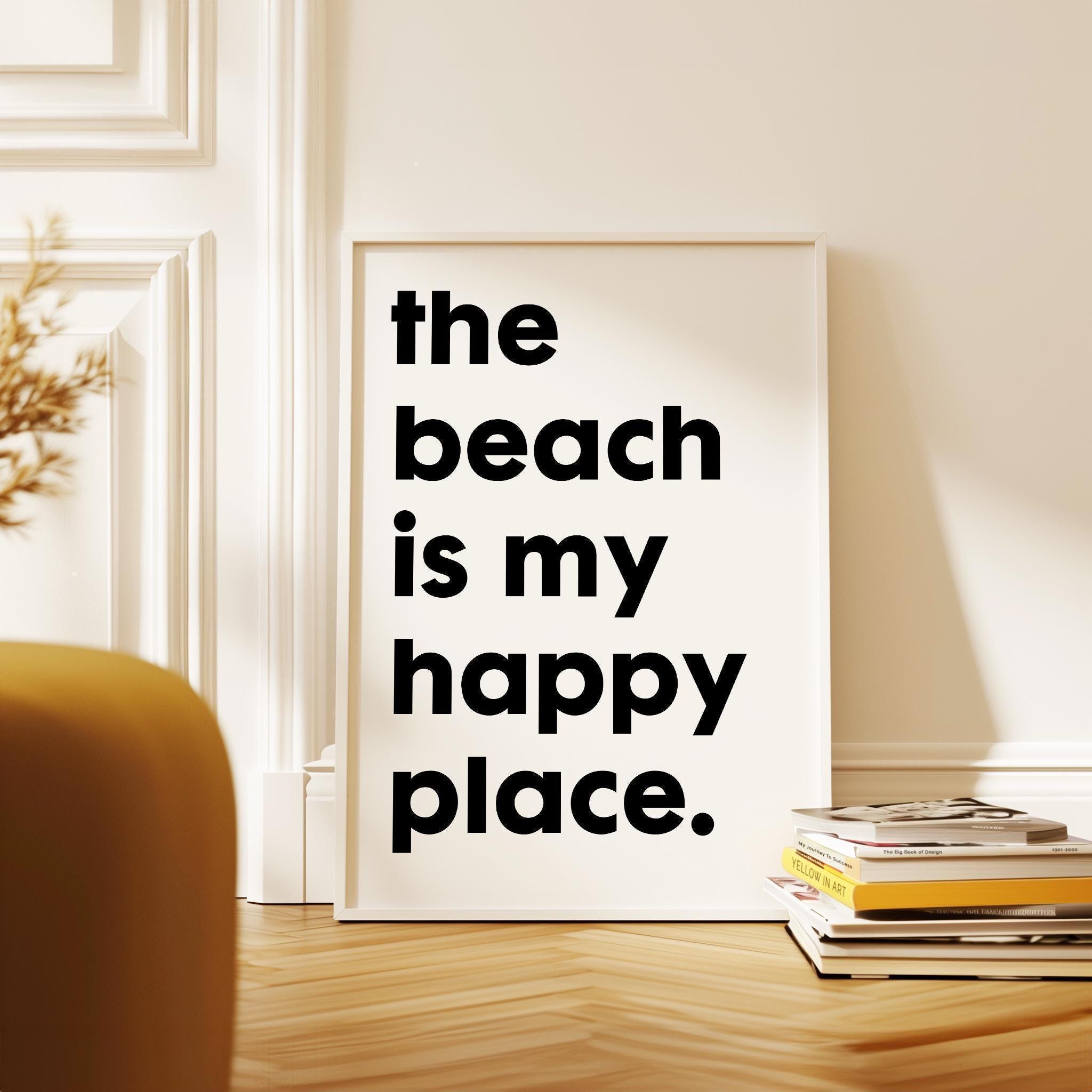 The Beach Is My Happy Place Typography Art Print, Travel, Adventure, Vacation