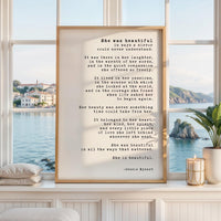She Was Beautiful Art Print, Inner Beauty, Inspirational Typography, Gift for Her, Meaningful Wall Decor