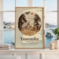 Yosemite National Park Print, Mid Century Travel Poster - California Wall Art - Mountain Landscape Decor