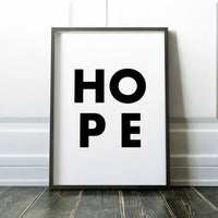 Hope Typography Print, Inspirational Print - Minimalist Art Print - Hope - Nursery Wall Art