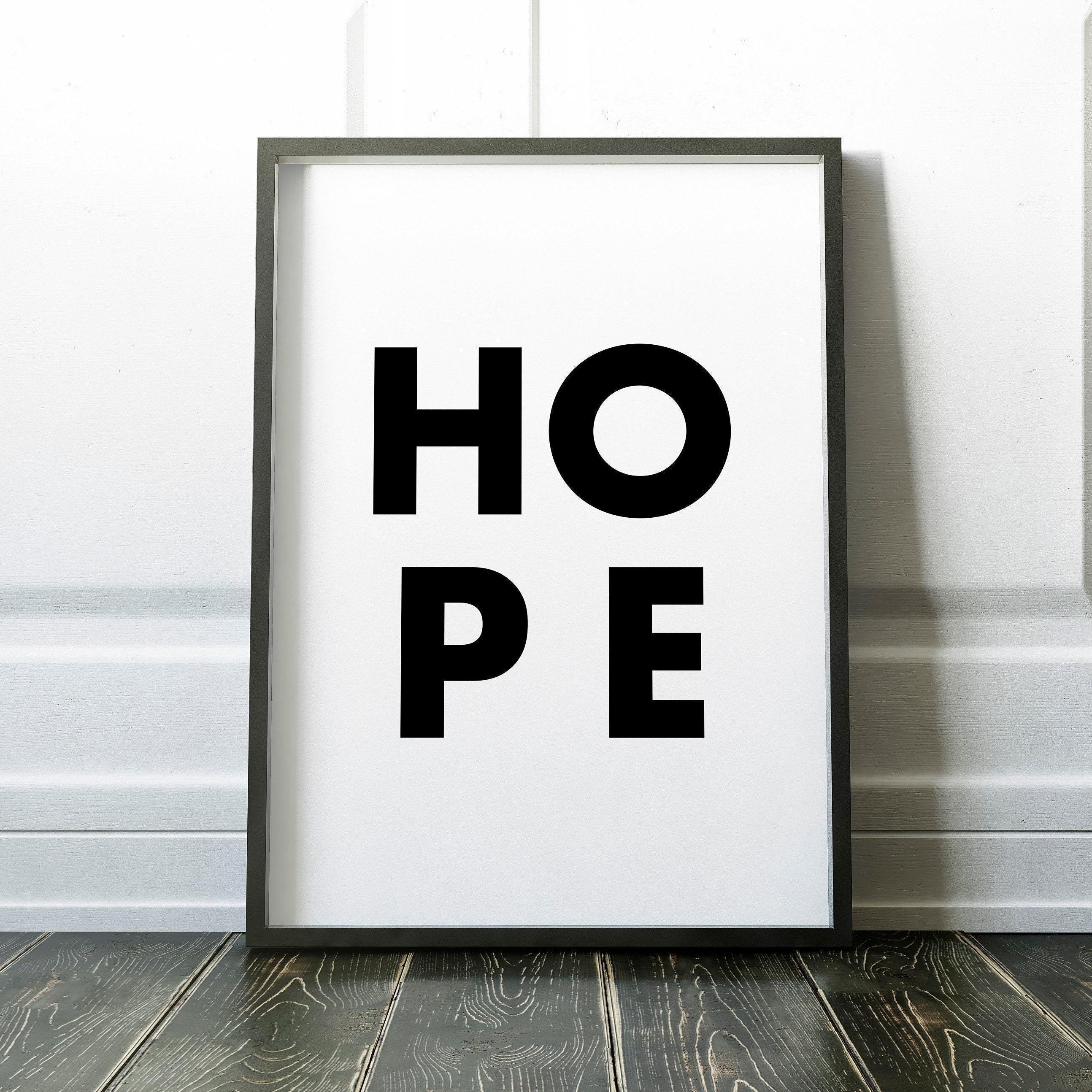Hope Typography Print, Inspirational Print - Minimalist Art Print - Hope - Nursery Wall Art