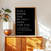 Jeremiah 29:11 Bible Verse Print, For I Know The Plans, Christian Wall Art