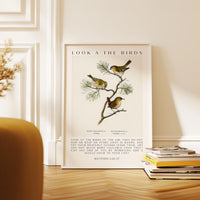 Matthew 6:26-27 Bible Verse Print – Look at the Birds Scripture Wall Art