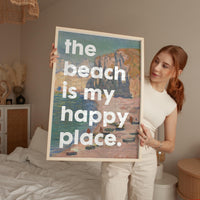 The Beach Is My Happy Place Typography Art Print with Monet, Travel, Adventure, Vacation