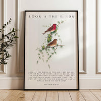 Matthew 6:26-27 Bible Verse Print – Look at the Birds Scripture Wall Art
