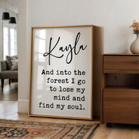 And Into The Forest I Go • John Muir Quote • Personalized Typography Art Print
