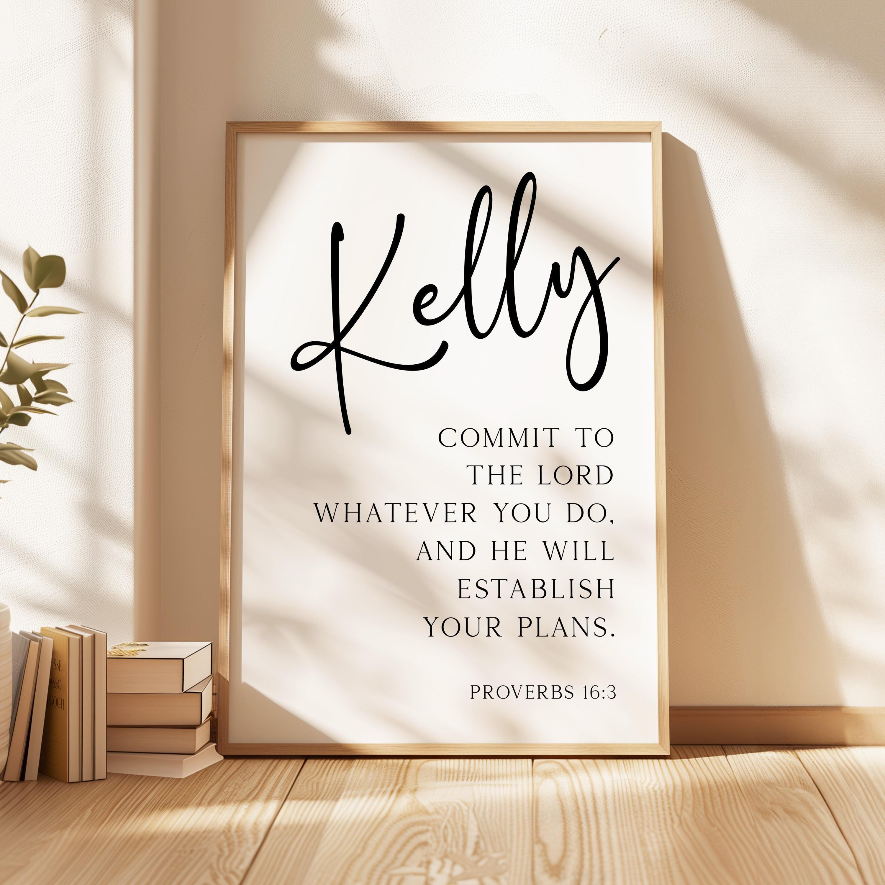 Commit to the Lord, Proverbs 16:3, Personalized Typography Art Print