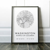 Washington DC Map, Washington City Map, Washington Map, Washington Print, Map of Washington, Washington GPS Art Print, City Map Washington