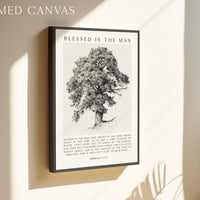 Blessed Is the Man Art Print,  Inspirational Jeremiah 17:7–8 Verse with Tree Illustration