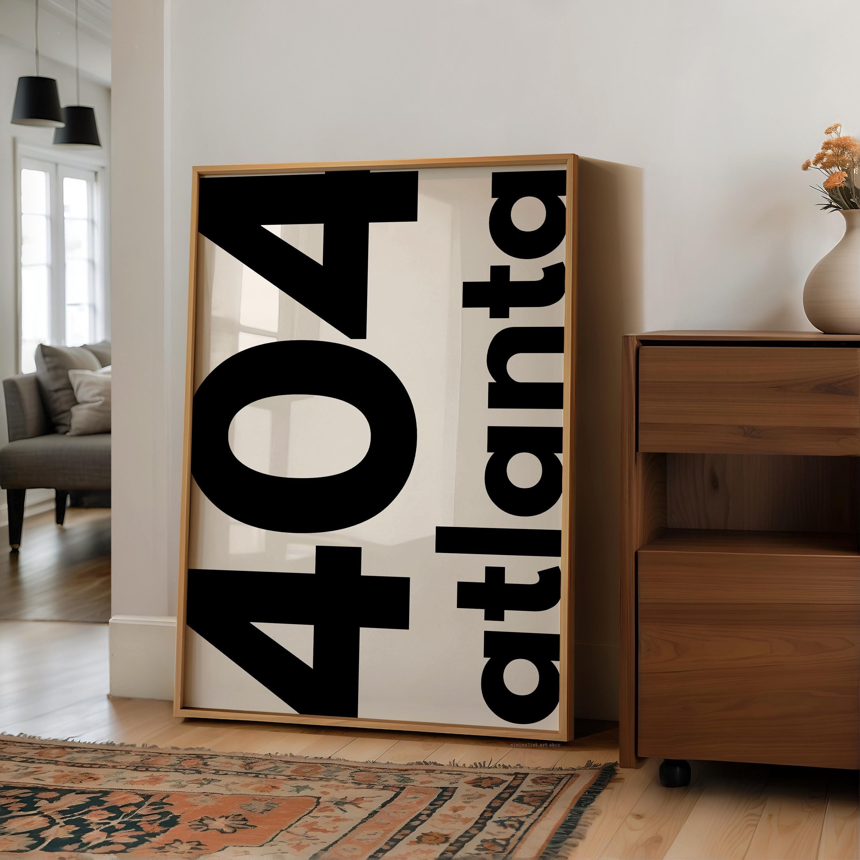 404 Atlanta Print, Area Code Wall Art, Minimalist Typography, Home Decor