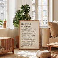 Be Still & Know • Be still, and know that I am God. • Psalm 46 1-11  • Typography Art Print