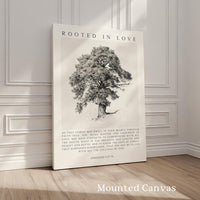 Rooted in Love Scripture Print – Ephesians 3:17-19 Christian Wall Art with Tree Illustration