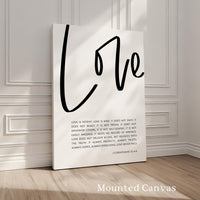 Love Is Patient Love Is Kind Art Print, 1 Corinthians 13:4-8, Wedding Gift
