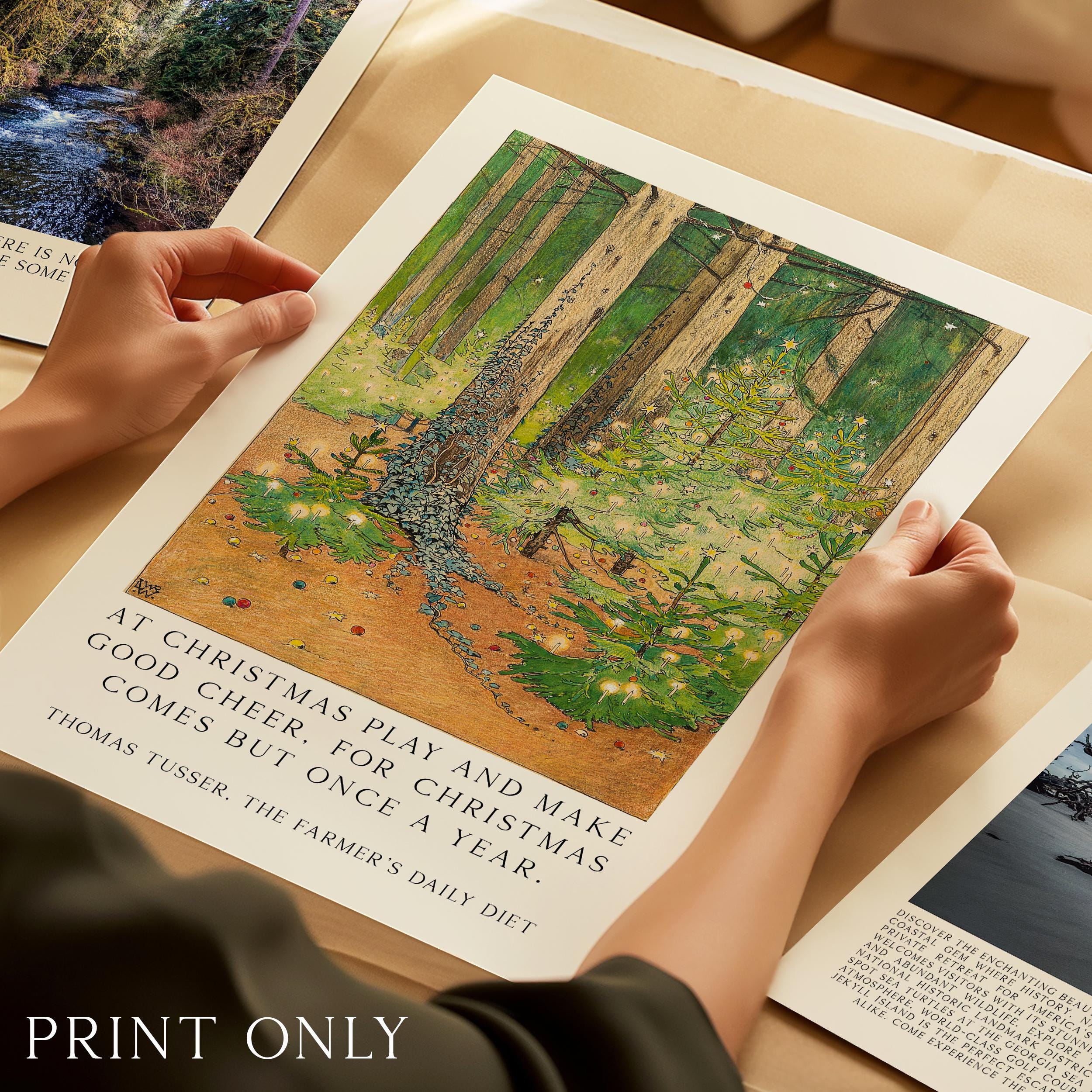 Vintage Art Print – “At Christmas Play and Make Good Cheer” – 1898 Wenckebach Forest Painting