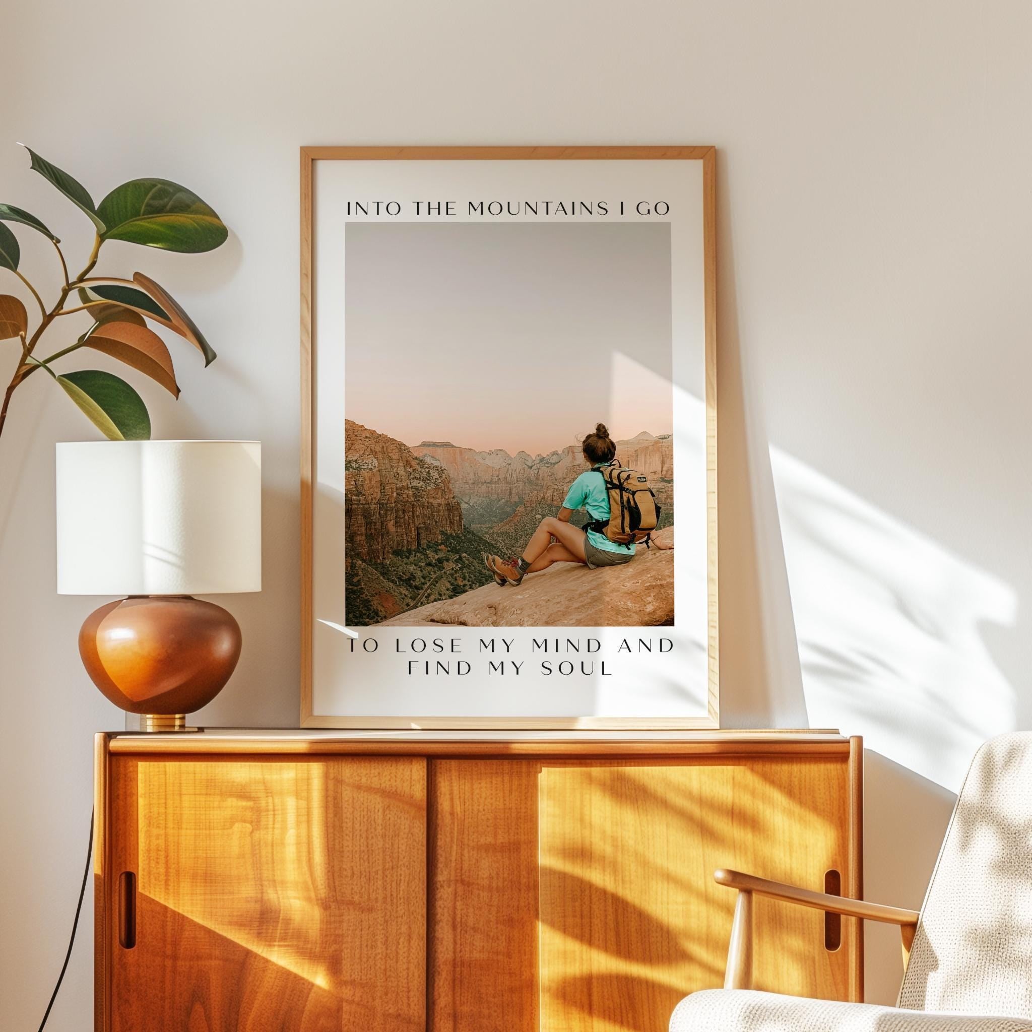 Personalized Nature Photo,  Custom Hiking “Into the Mountains I Go”  - Typography Wall Art