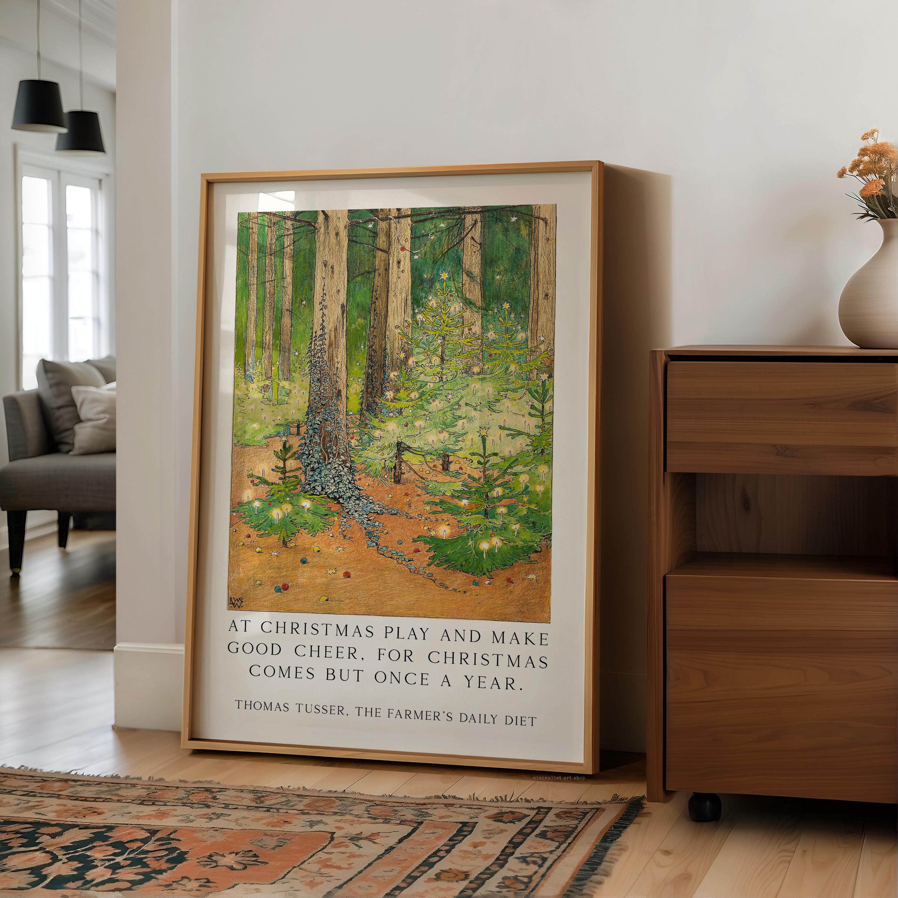 Vintage Art Print – “At Christmas Play and Make Good Cheer” – 1898 Wenckebach Forest Painting