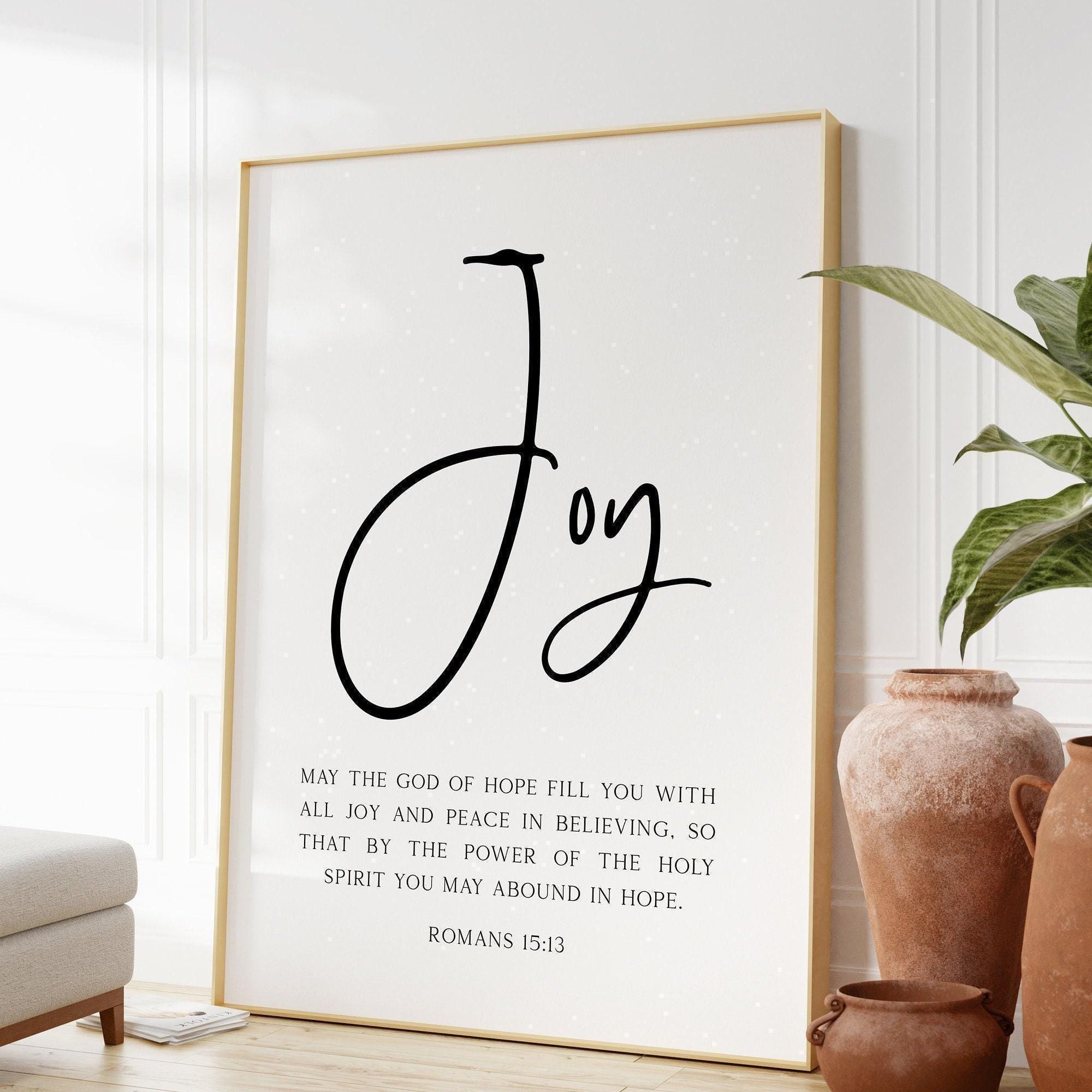 Romans 15:13,  May the God of Hope Fill You with All Joy Typography Wall Art Print - Faith - Religious - Spiritual