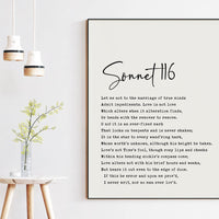 William Shakespeare Sonnet 116 Typography Art Print - Wedding Gift - Anniversary Gift - Let me not to the marriage of true minds.