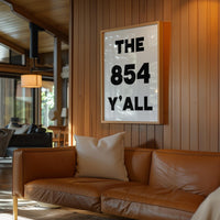 The 854 Y'all Minimalist Typography Art Print,  South Carolina Area Code,  Charleston,  Low Country,  Hilton Head,  Myrtle Beach
