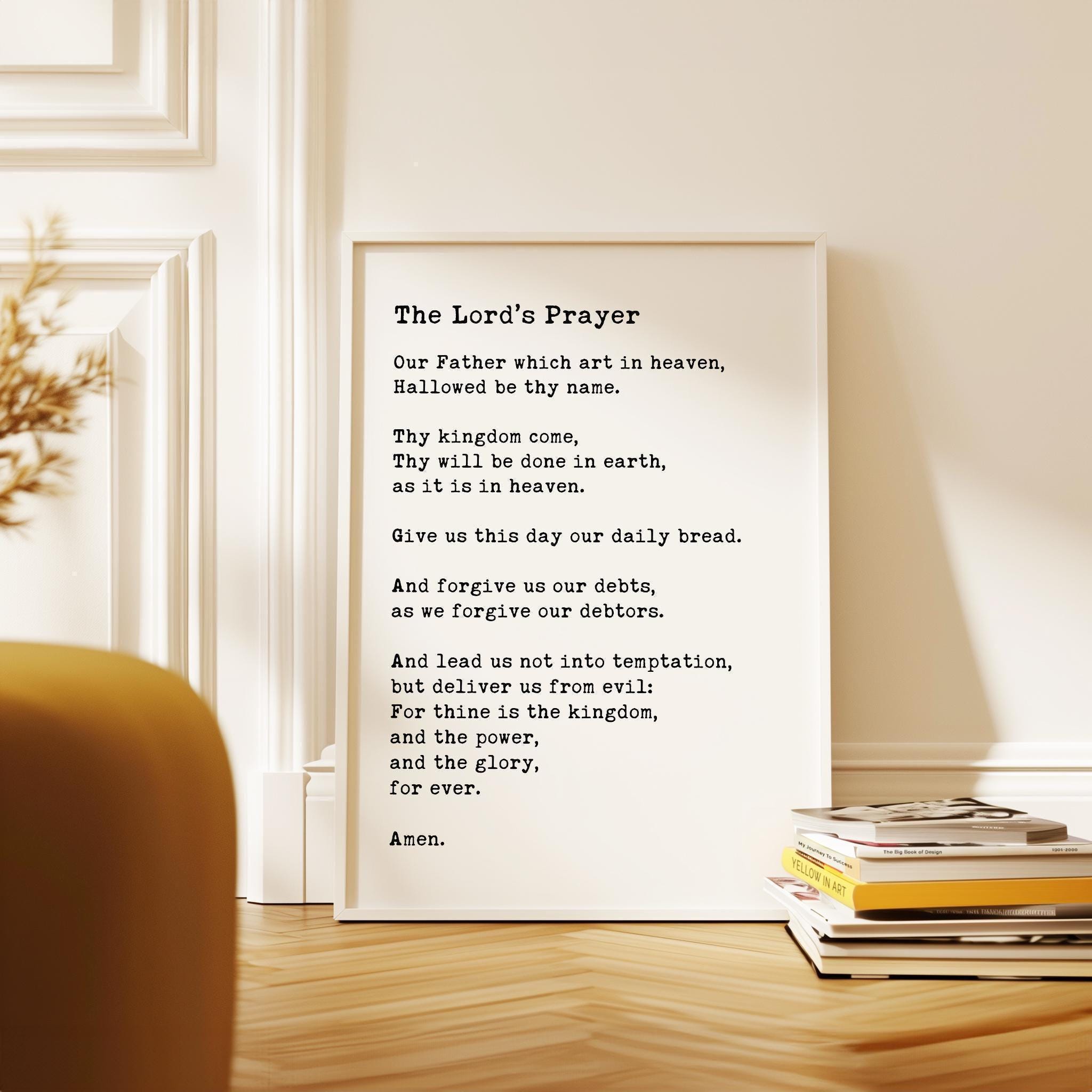 The Lord's Prayer Typography Art Print,  Our Father, Who Art In Heaven, Hallowed Be Thy Name - Matthew 6: 9-13