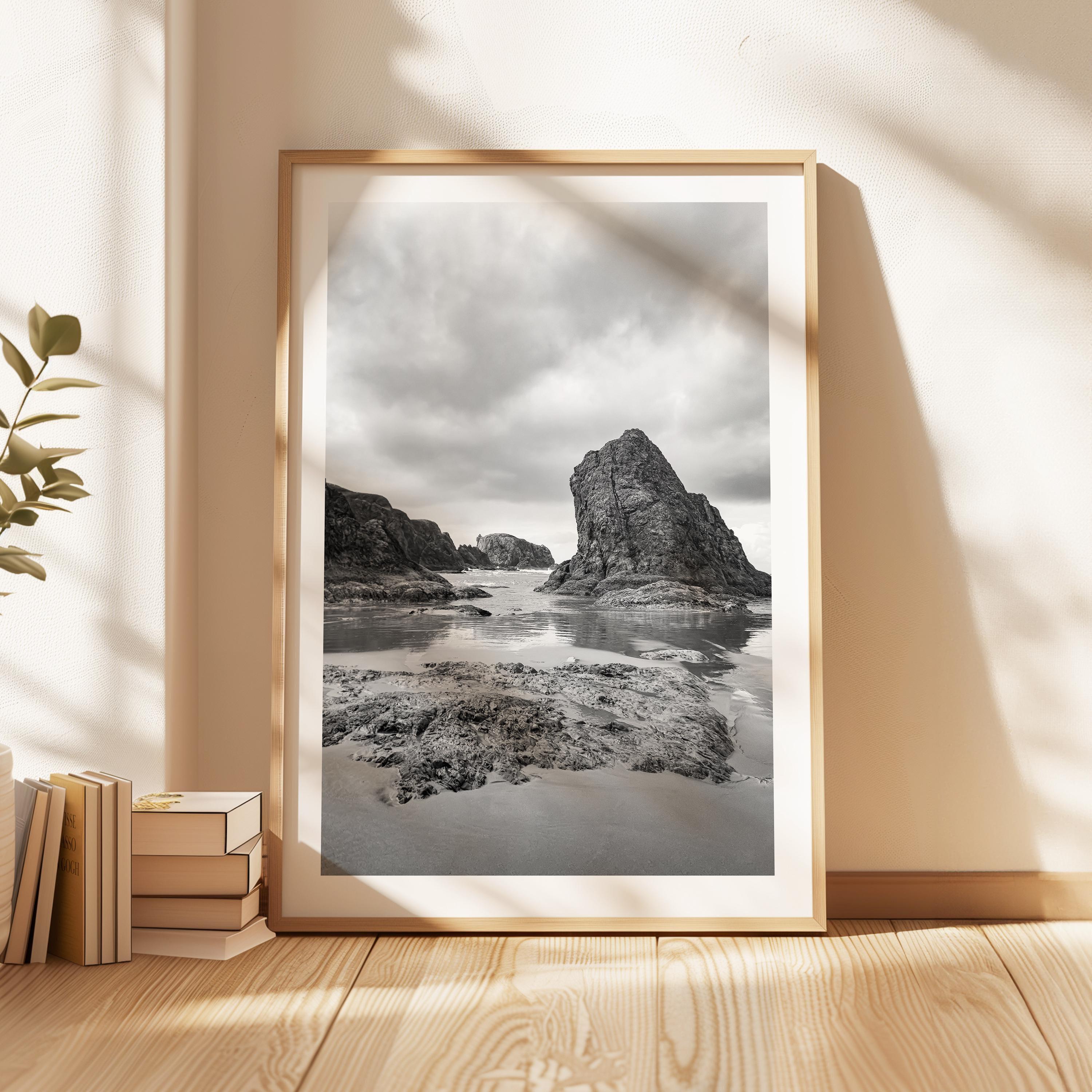 Bandon Beach Black White Photo Print Oregon Coast,  Wall Art Moody,  Photography Jessie Dysart