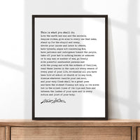 Walt Whitman Quote - This is what you shall do; Love the earth and sun and the animals... Typography Art Print, Leaves of Grass