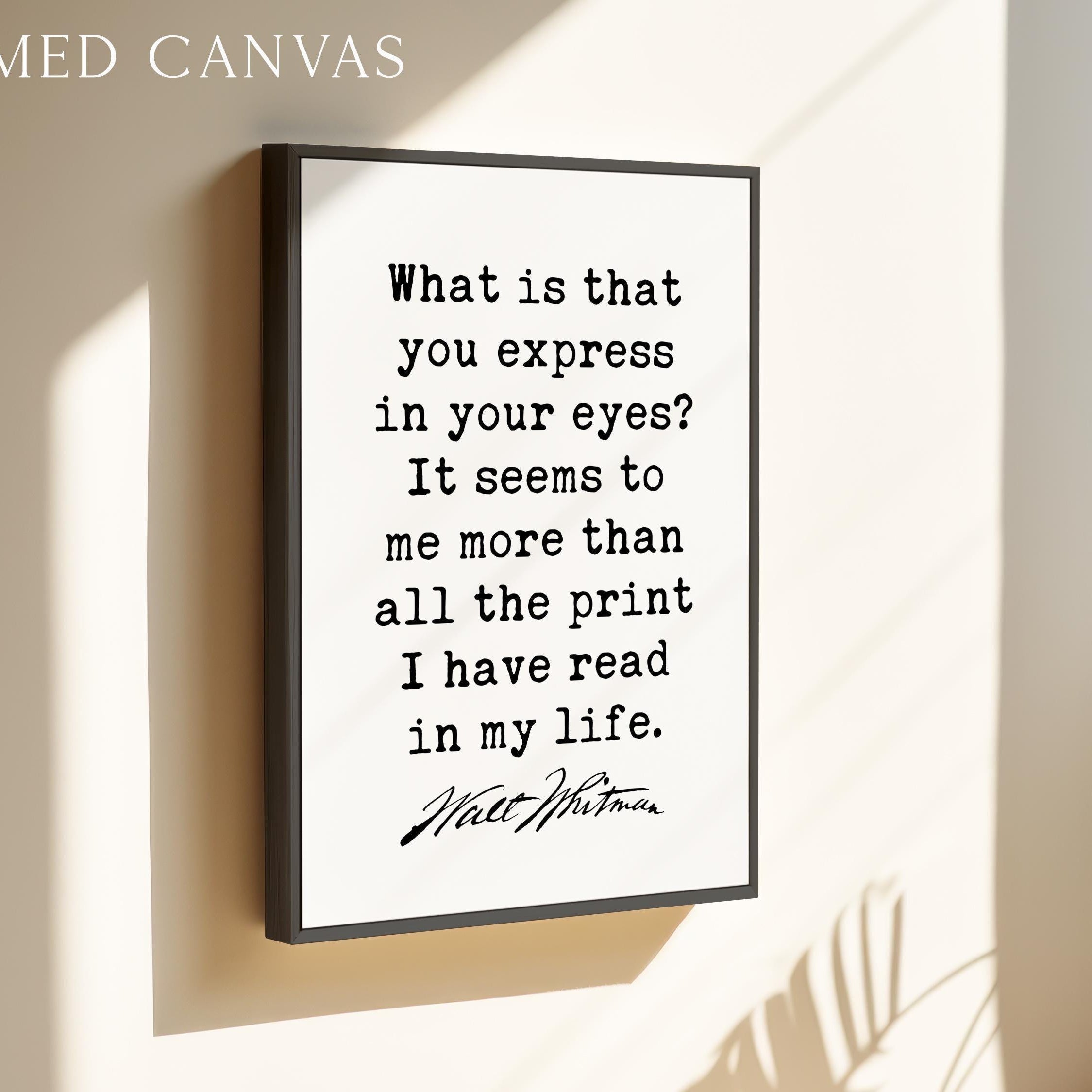 Walt Whitman Quote Print, What Is That You Express, Literary Wall Art, Minimalist Typography
